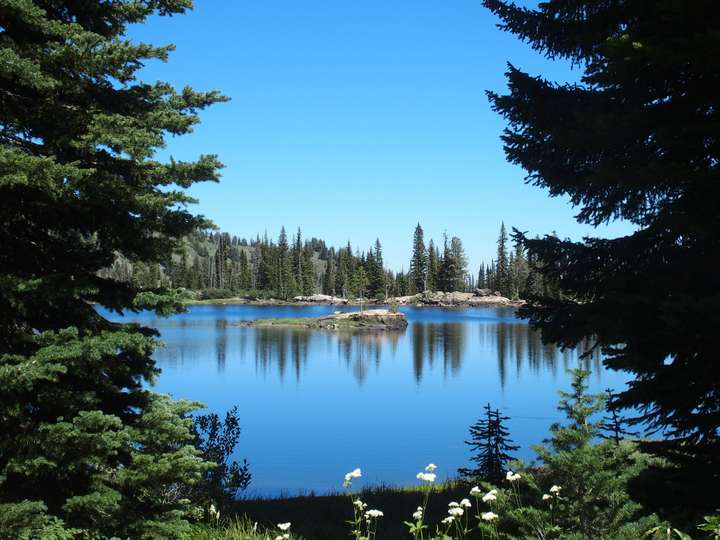 tranquil view blue lake